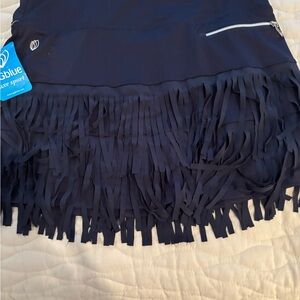 Navy Fringe Skirt